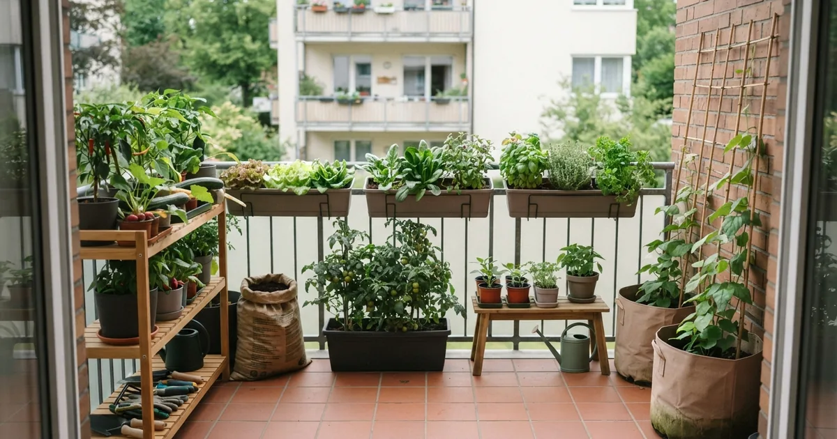 Gemüse anbauen auf dem Balkon für Anfänger in bunten Töpfen